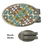 Multicolored Collage Print Pattern Mosaic Money Clips (Oval) 