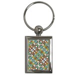 Multicolored Collage Print Pattern Mosaic Key Chain (Rectangle)