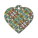 Multicolored Collage Print Pattern Mosaic Dog Tag Heart (Two Sides)