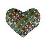Multicolored Collage Print Pattern Mosaic Standard 16  Premium Heart Shape Cushions