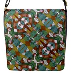 Multicolored Collage Print Pattern Mosaic Flap Closure Messenger Bag (S)