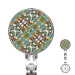 Multicolored Collage Print Pattern Mosaic Stainless Steel Nurses Watch