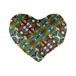 Multicolored Collage Print Pattern Mosaic Standard 16  Premium Flano Heart Shape Cushions