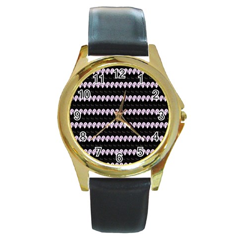 Halloween Round Gold Metal Watch from ArtsNow.com Front