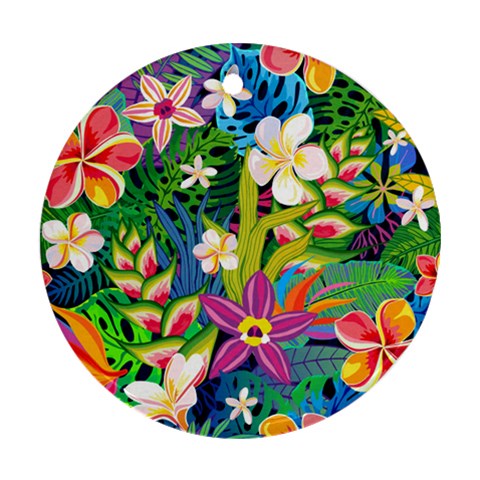 Colorful Floral Pattern Round Ornament (Two Sides) from ArtsNow.com Front