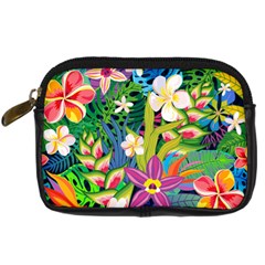 Colorful Floral Pattern Digital Camera Leather Case from ArtsNow.com Front