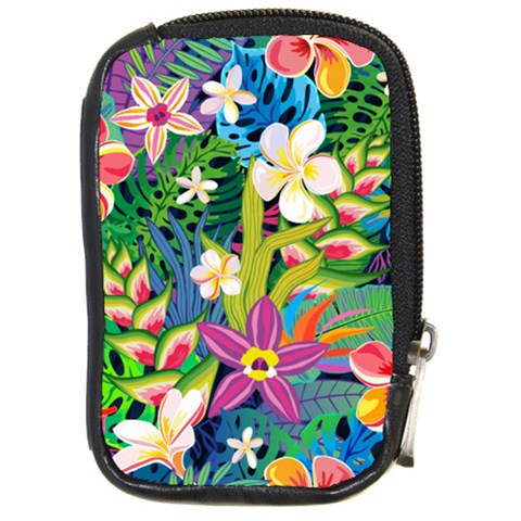 Colorful Floral Pattern Compact Camera Leather Case from ArtsNow.com Front