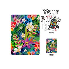 Colorful Floral Pattern Playing Cards 54 Designs (Mini) from ArtsNow.com Front - Heart6