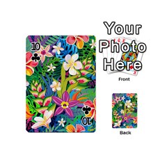 Colorful Floral Pattern Playing Cards 54 Designs (Mini) from ArtsNow.com Front - Club10