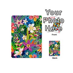 Colorful Floral Pattern Playing Cards 54 Designs (Mini) from ArtsNow.com Front - Joker1