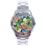 Colorful Floral Pattern Stainless Steel Analogue Watch