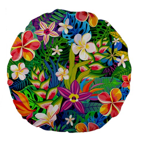 Colorful Floral Pattern Large 18  Premium Flano Round Cushions from ArtsNow.com Front