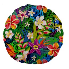 Colorful Floral Pattern Large 18  Premium Flano Round Cushions from ArtsNow.com Front