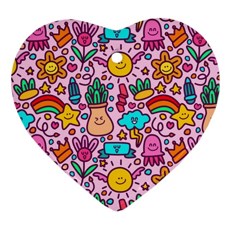 Colourful Funny Pattern Ornament (Heart) from ArtsNow.com Front