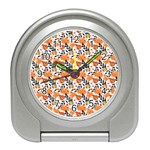 Black Orange Autumn Leaves Pattern Travel Alarm Clock