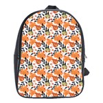 Black Orange Autumn Leaves Pattern School Bag (Large)