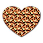 Autumn Leaves Orange Pattern Heart Mousepads