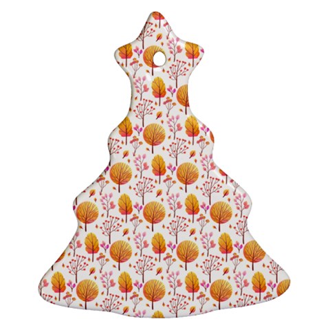 Orange Pink Tree Pattern Christmas Tree Ornament (Two Sides) from ArtsNow.com Front