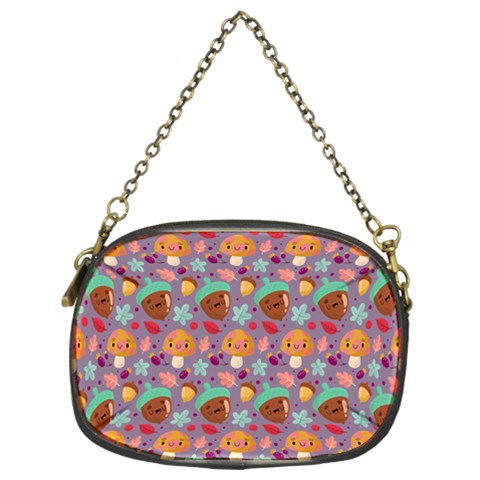 Nuts And Mushroom Pattern Chain Purse (Two Sides) from ArtsNow.com Front