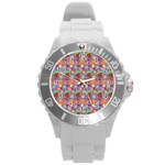 Nuts And Mushroom Pattern Round Plastic Sport Watch (L)