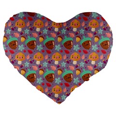 Nuts And Mushroom Pattern Large 19  Premium Heart Shape Cushions from ArtsNow.com Front