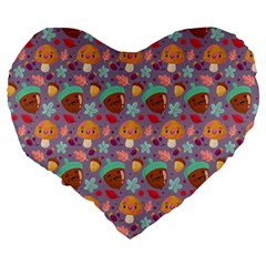 Nuts And Mushroom Pattern Large 19  Premium Heart Shape Cushions from ArtsNow.com Back