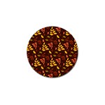 Yellow Green Orange Leaf Pattern Golf Ball Marker