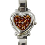 Yellow Green Orange Leaf Pattern Heart Italian Charm Watch