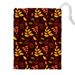 Yellow Green Orange Leaf Pattern Drawstring Pouch (5XL)