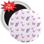 Pink Purple Butterfly 3  Magnets (10 pack) 