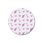 Pink Purple Butterfly Rubber Round Coaster (4 pack) 