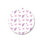 Pink Purple Butterfly Magnet 3  (Round)