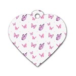 Pink Purple Butterfly Dog Tag Heart (Two Sides)