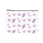 Pink Purple Butterfly Cosmetic Bag (Large)