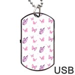 Pink Purple Butterfly Dog Tag USB Flash (One Side)