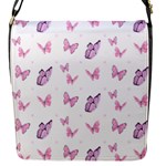 Pink Purple Butterfly Flap Closure Messenger Bag (S)