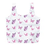 Pink Purple Butterfly Full Print Recycle Bag (L)