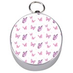 Pink Purple Butterfly Silver Compasses