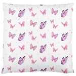 Pink Purple Butterfly Large Flano Cushion Case (Two Sides)
