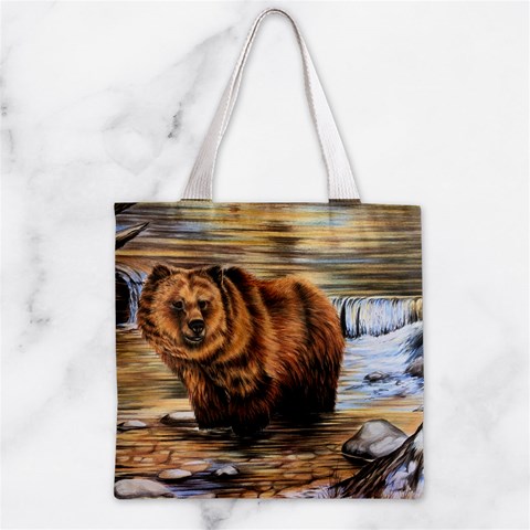 Bear In Water Zipper Grocery Tote Bag from ArtsNow.com Front