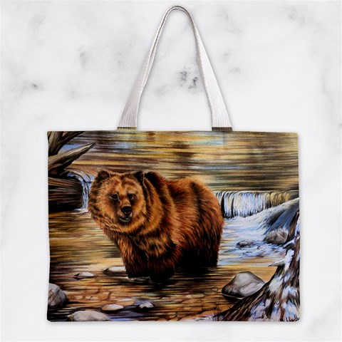 Bear In Water Zipper Mini Tote Bag from ArtsNow.com Front