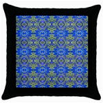 Gold And Blue Fancy Ornate Pattern Throw Pillow Case (Black)