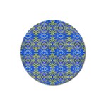 Gold And Blue Fancy Ornate Pattern Magnet 3  (Round)