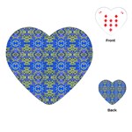 Gold And Blue Fancy Ornate Pattern Playing Cards Single Design (Heart)