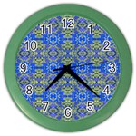 Gold And Blue Fancy Ornate Pattern Color Wall Clock