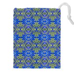 Gold And Blue Fancy Ornate Pattern Drawstring Pouch (5XL)