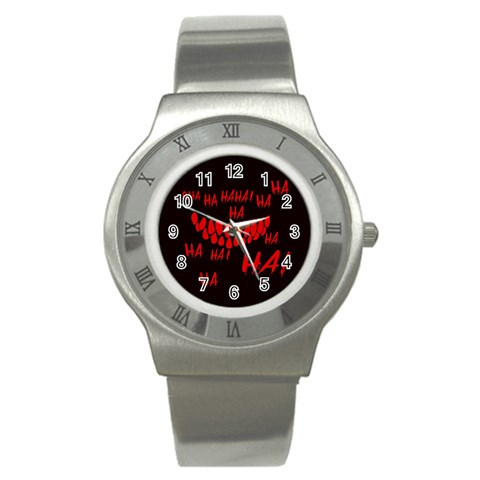Demonic Laugh, Spooky red teeth monster in dark, Horror theme Stainless Steel Watch from ArtsNow.com Front