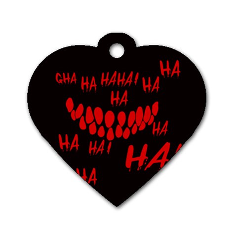 Demonic Laugh, Spooky red teeth monster in dark, Horror theme Dog Tag Heart (One Side) from ArtsNow.com Front
