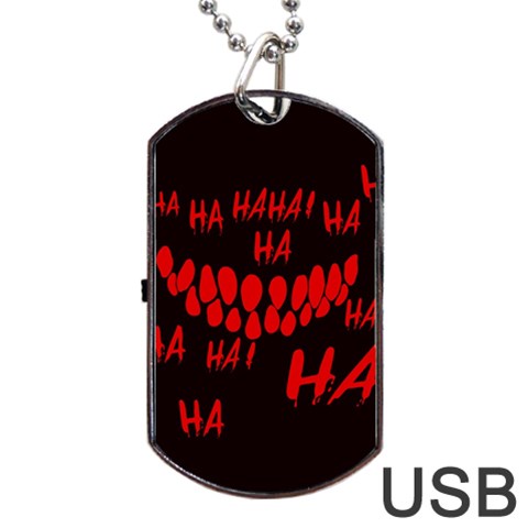 Demonic Laugh, Spooky red teeth monster in dark, Horror theme Dog Tag USB Flash (One Side) from ArtsNow.com Front