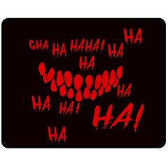 Demonic Laugh, Spooky red teeth monster in dark, Horror theme Double Sided Fleece Blanket (Medium)  from ArtsNow.com 58.8 x47.4  Blanket Back